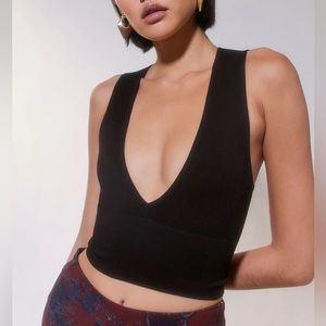 Out From Under Black Hailey Seamless Plunge Bra Top size Small